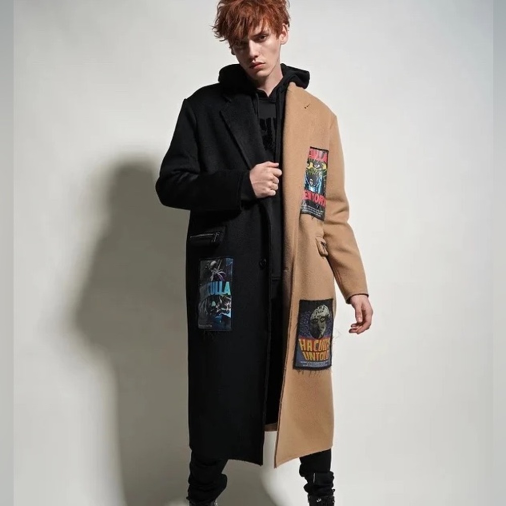 Halluca Bi-Color Wool Vintage Patch Coat